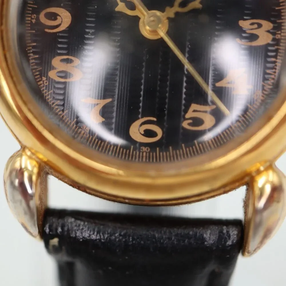 Vintage 1992 Guess Watch 25mm Gold Tone Black Leather Strap with New Battery
